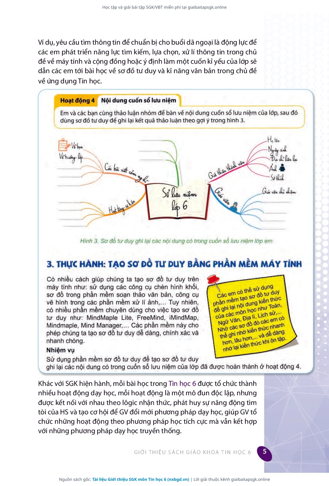 Trang 6 sách giáo khoa Tài liệu Giới thiệu SGK môn Tin học 6 thu nhỏ