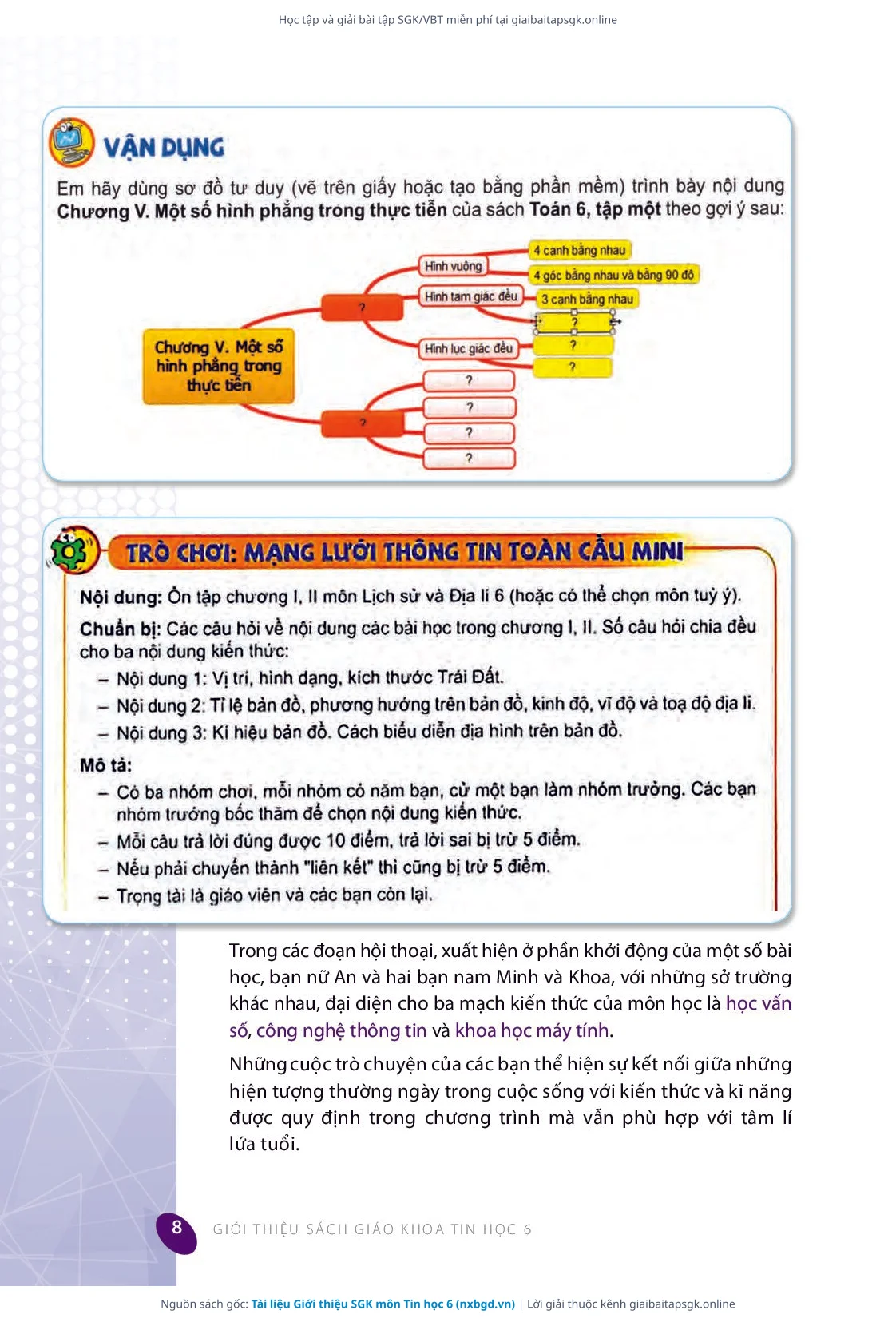 Trang 9 sách giáo khoa Tài liệu Giới thiệu SGK môn Tin học 6 thu nhỏ