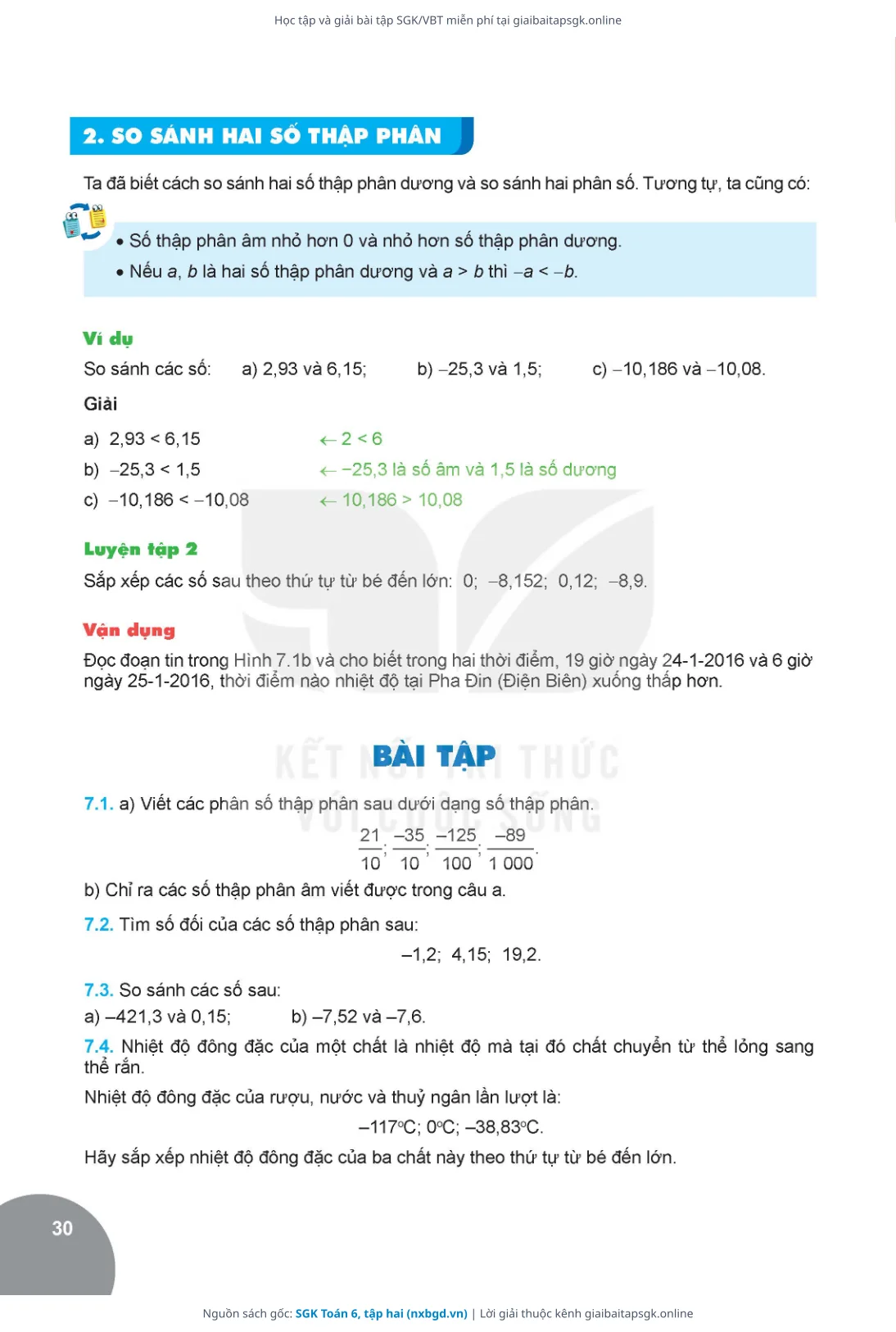 Trang 31 sách giáo khoa SGK Toán 6, tập hai thu nhỏ