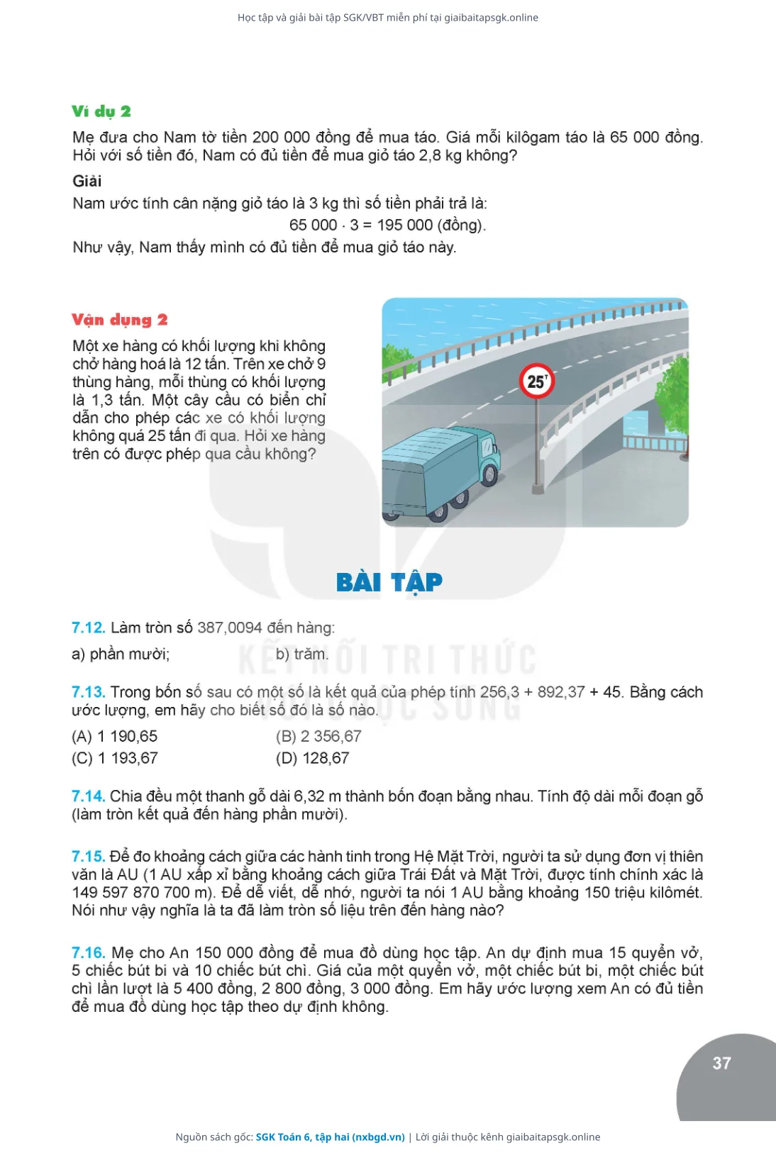 Trang 37 sách giáo khoa SGK Toán 6, tập hai bản chuẩn