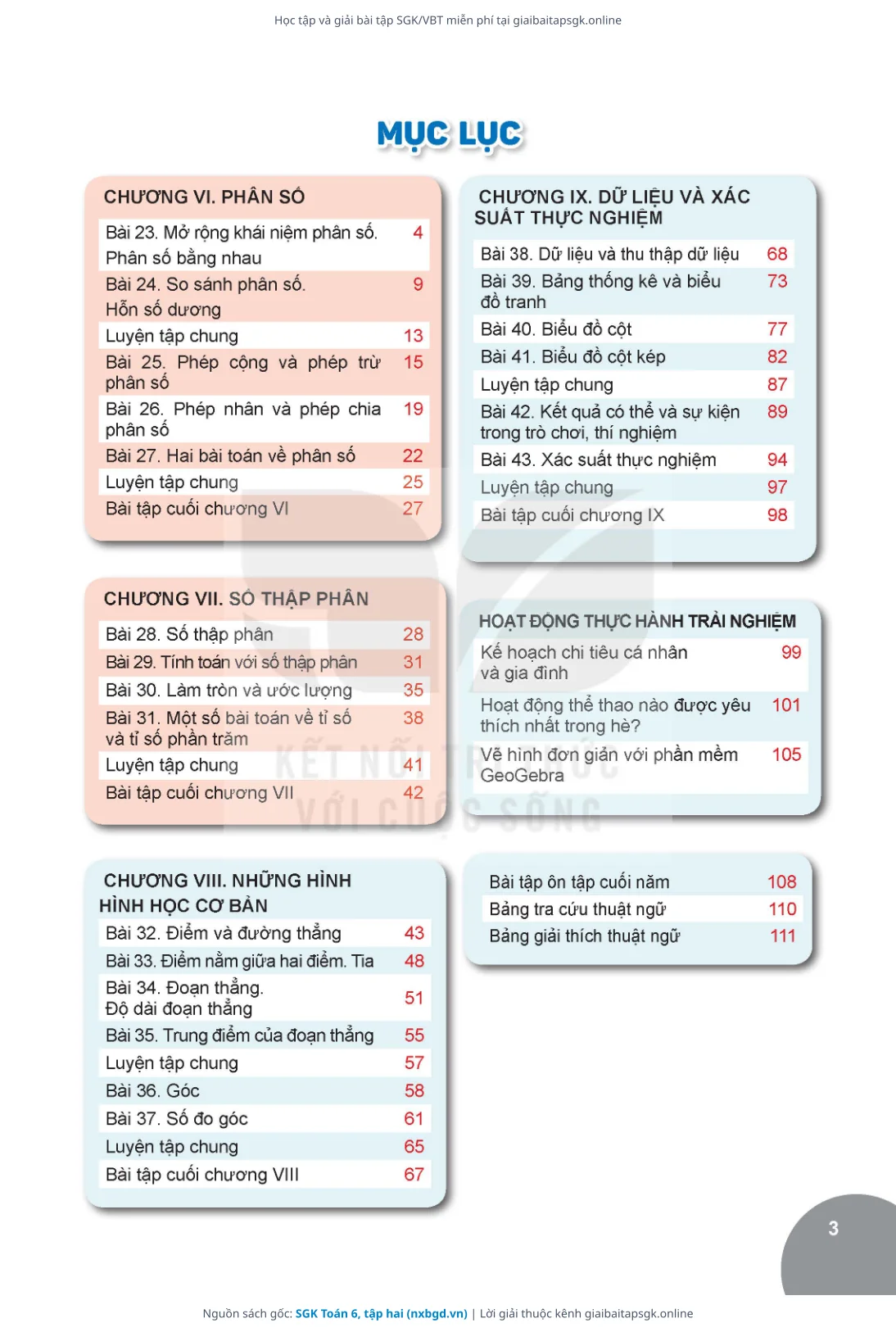 Trang 4 sách giáo khoa SGK Toán 6, tập hai thu nhỏ