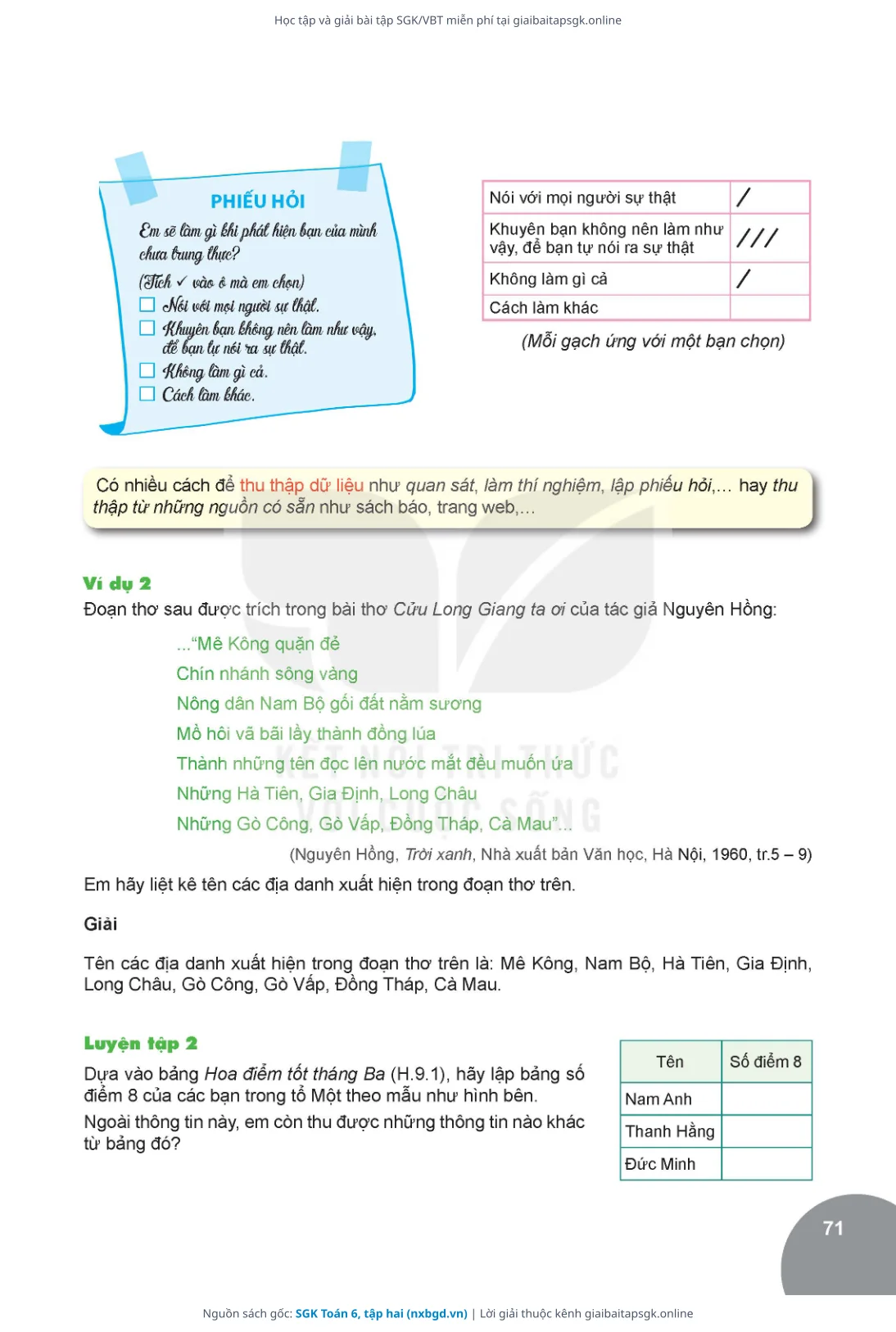 Trang 72 sách giáo khoa SGK Toán 6, tập hai thu nhỏ