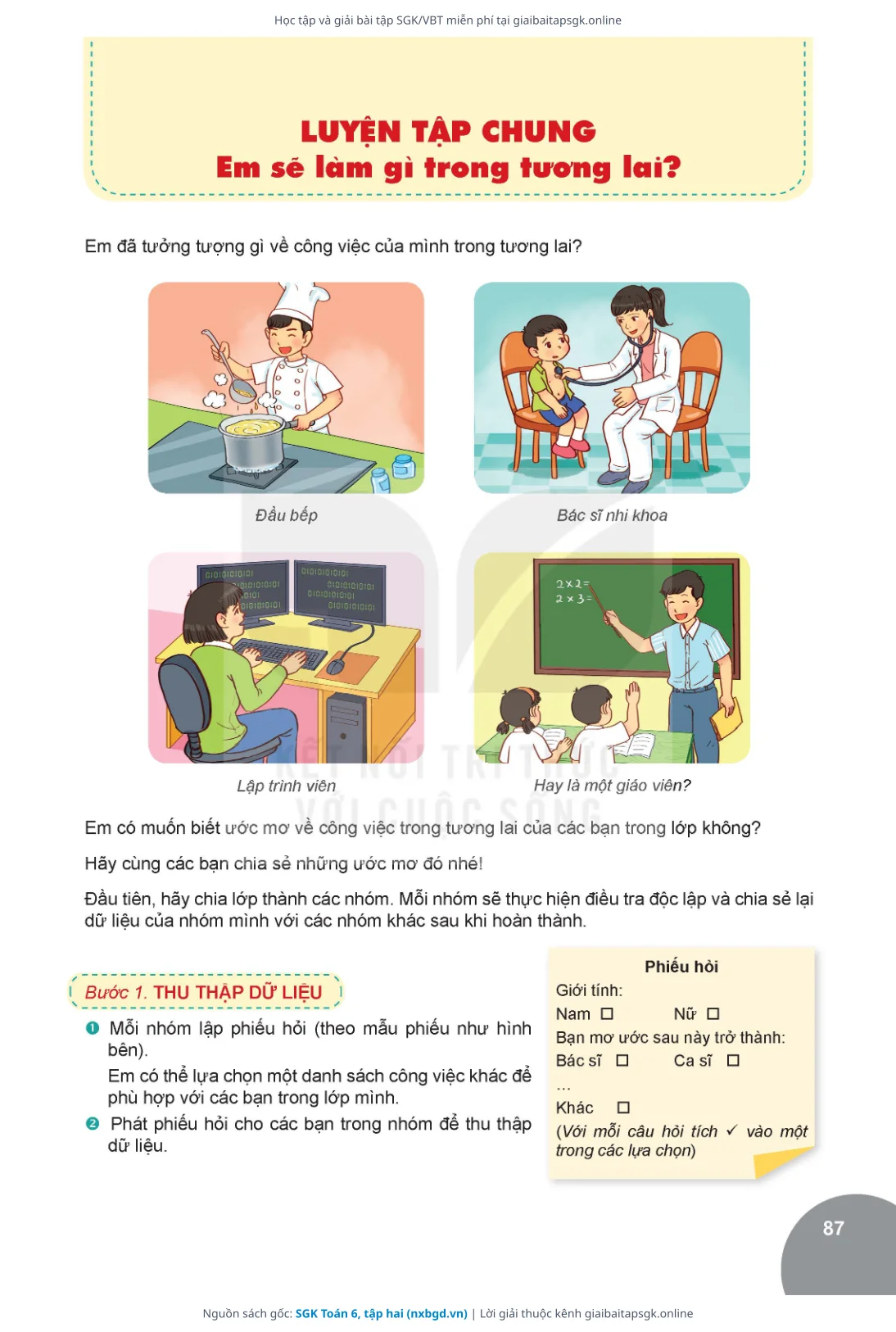 Trang 87 sách giáo khoa SGK Toán 6, tập hai thu nhỏ