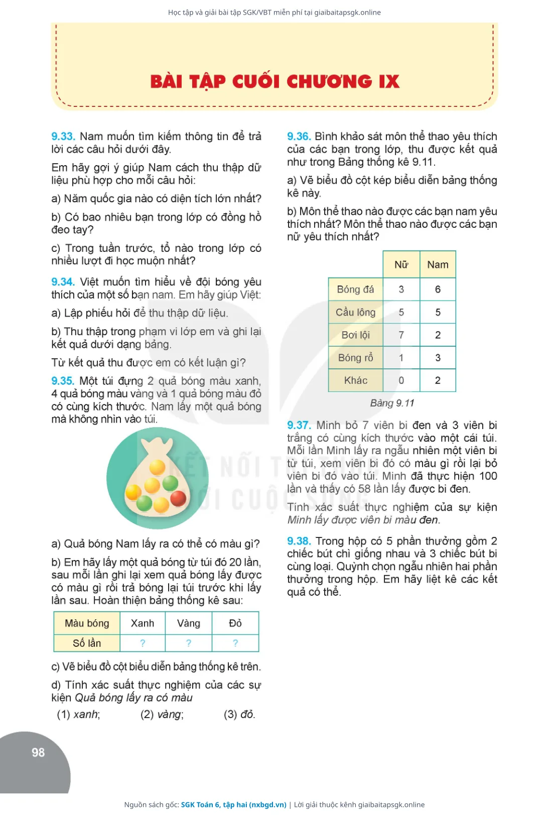 Trang 98 sách giáo khoa SGK Toán 6, tập hai bản chuẩn
