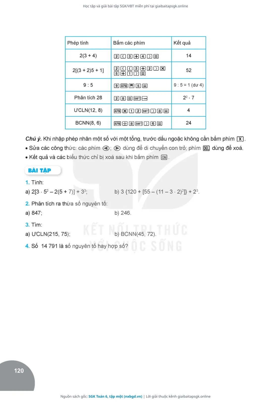 Trang 121 sách giáo khoa SGK Toán 6, tập một thu nhỏ