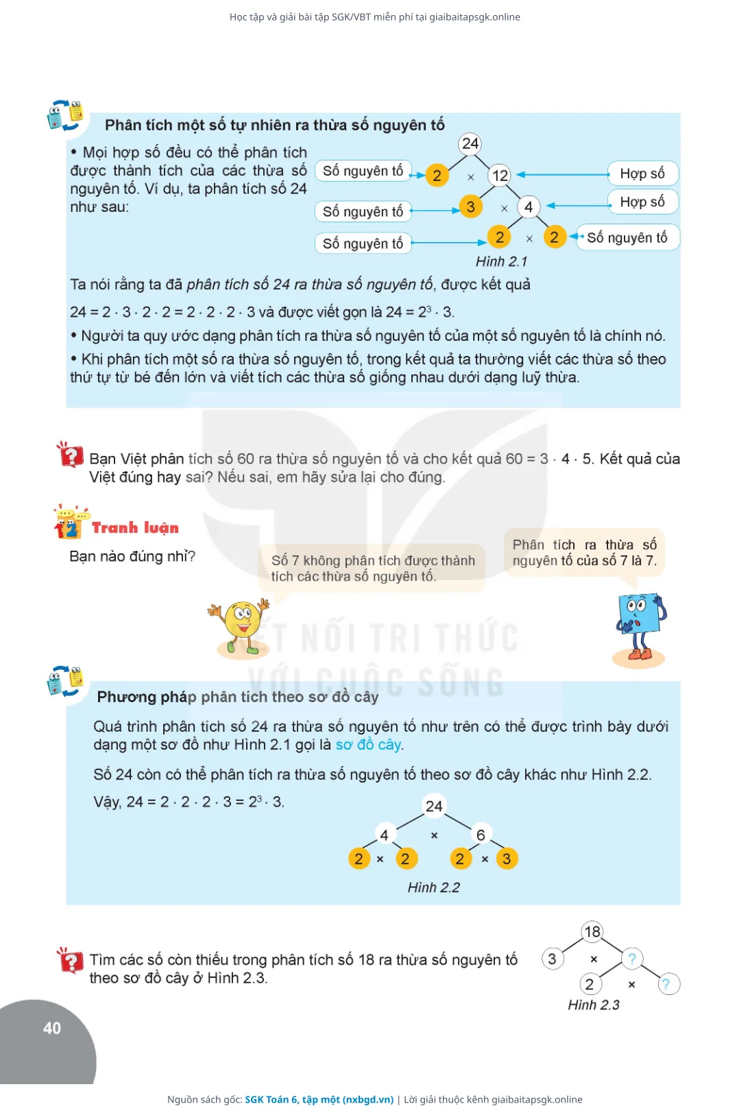 Trang 40 sách giáo khoa SGK Toán 6, tập một thu nhỏ