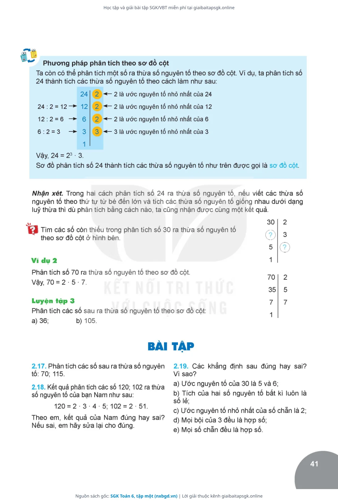 Trang 41 sách giáo khoa SGK Toán 6, tập một thu nhỏ