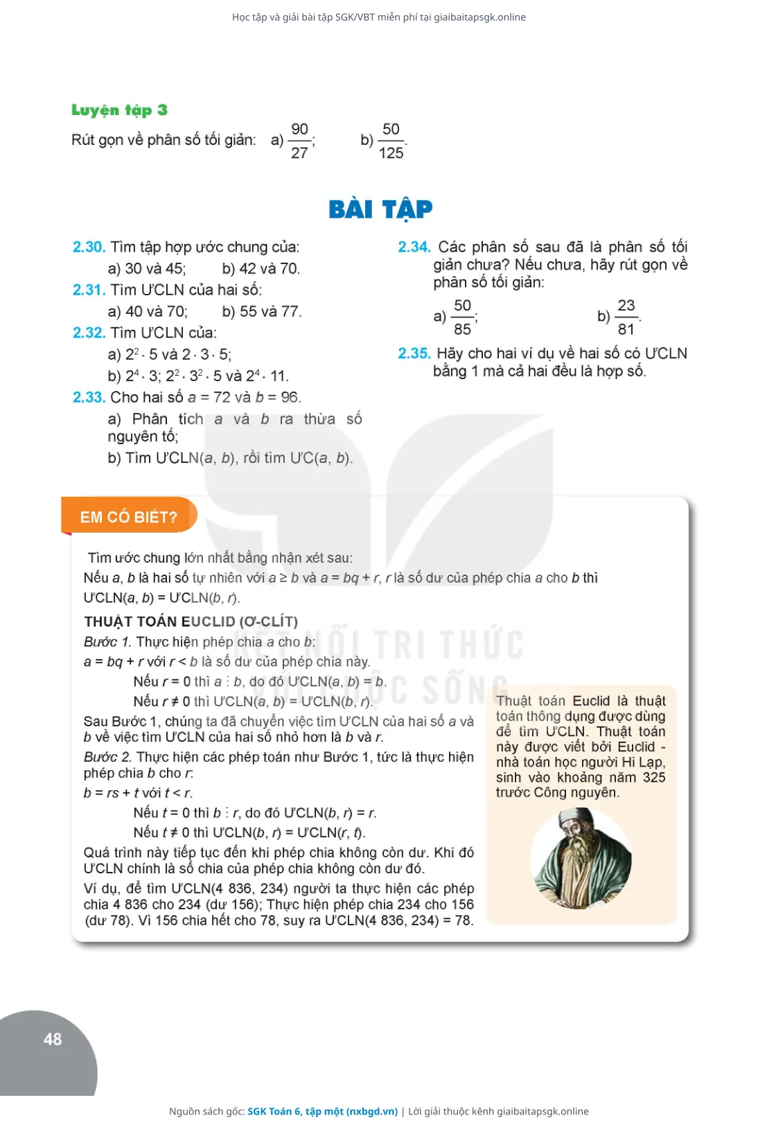 Trang 49 sách giáo khoa SGK Toán 6, tập một thu nhỏ