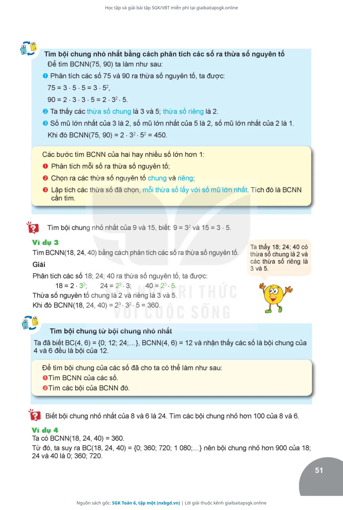 Trang 51 sách giáo khoa SGK Toán 6, tập một thu nhỏ