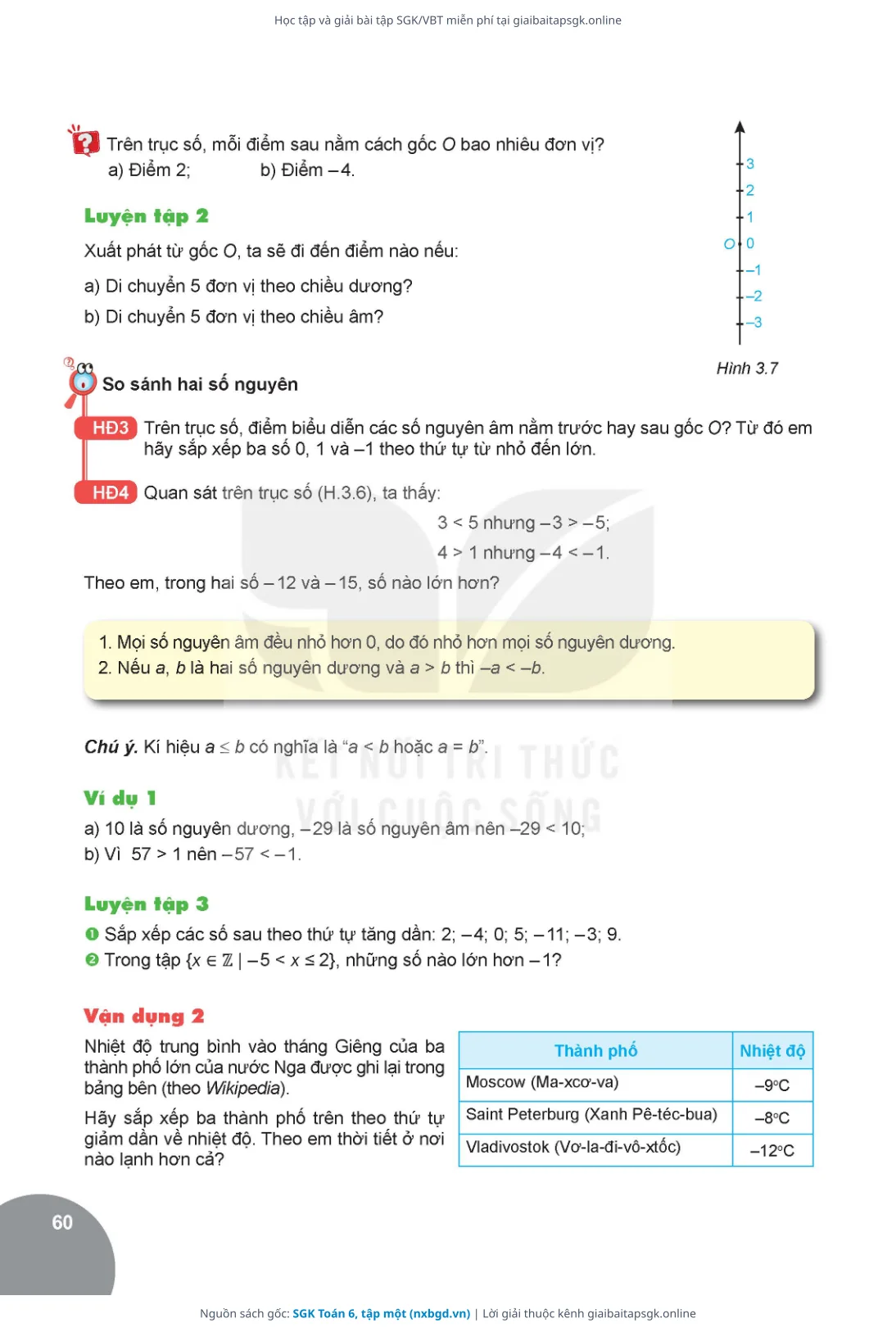 Trang 61 sách giáo khoa SGK Toán 6, tập một thu nhỏ