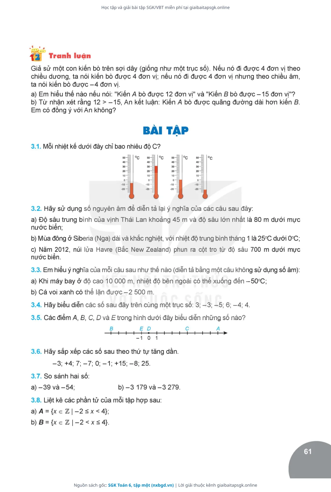 Trang 62 sách giáo khoa SGK Toán 6, tập một thu nhỏ