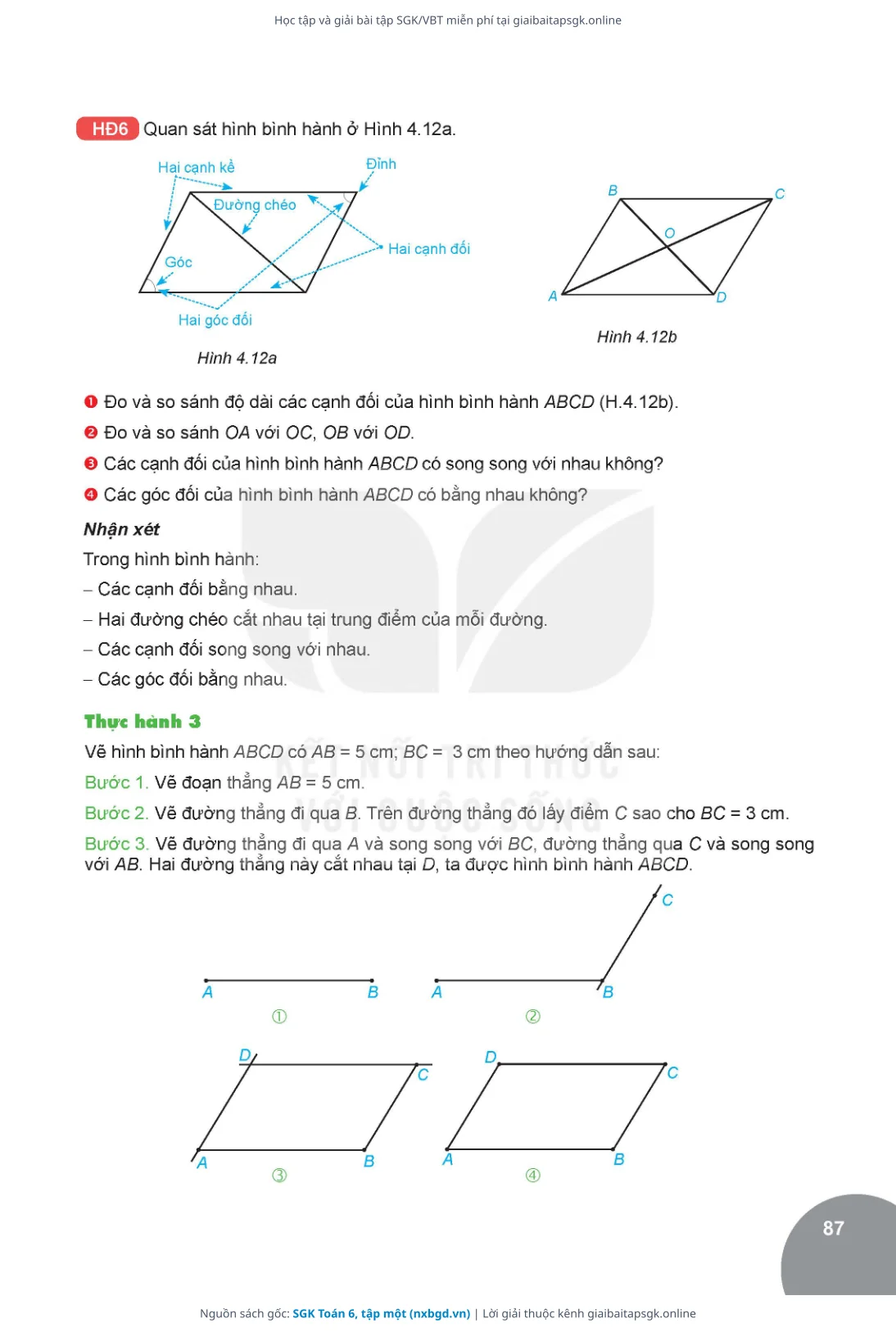Trang 88 sách giáo khoa SGK Toán 6, tập một thu nhỏ