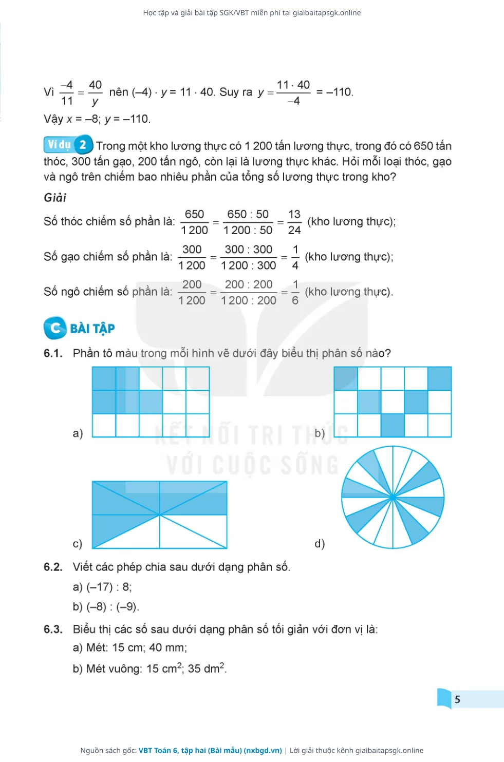 Trang 6 sách giáo khoa VBT Toán 6, tập hai (Bài mẫu) thu nhỏ