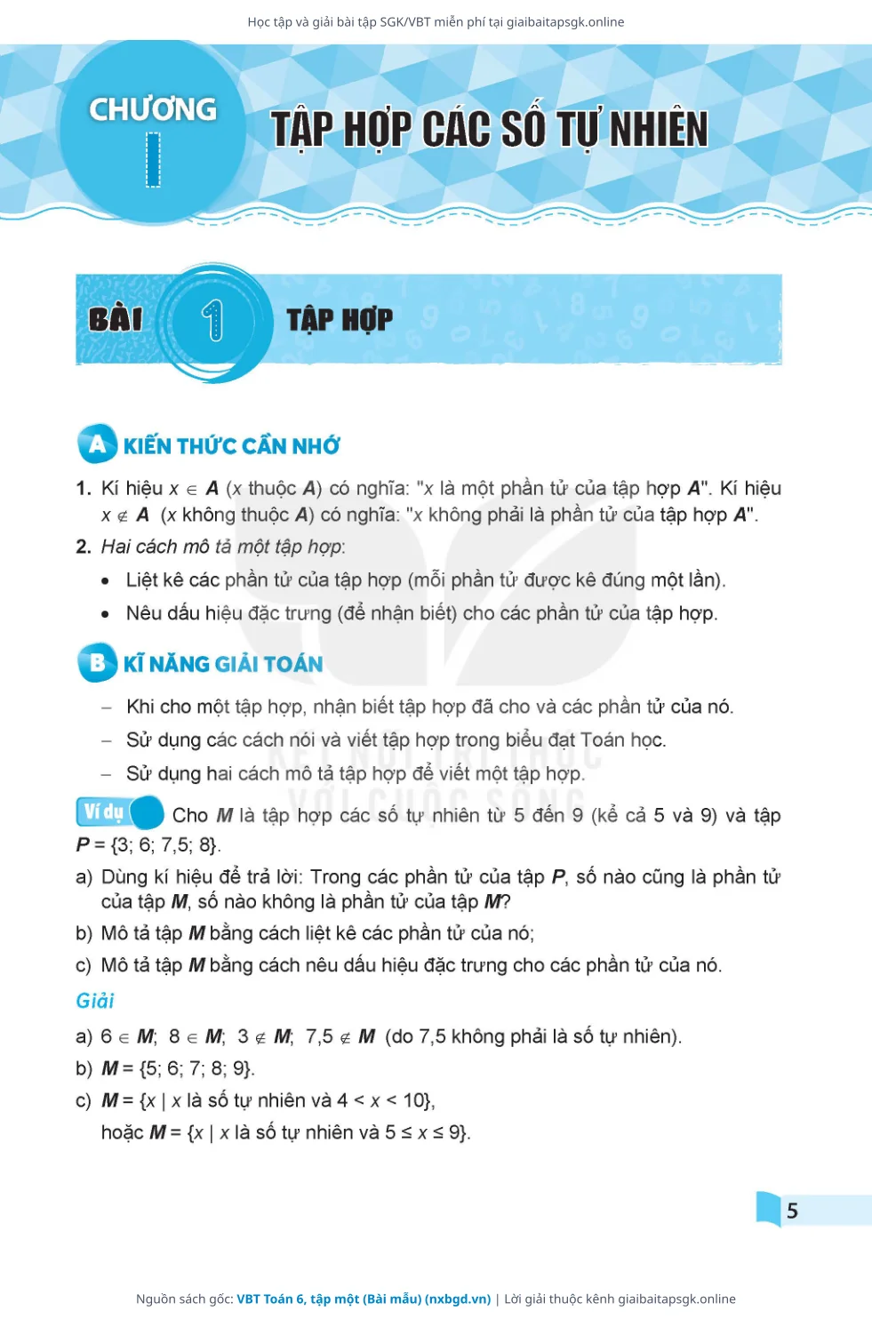 Trang 6 sách giáo khoa VBT Toán 6, tập một (Bài mẫu) thu nhỏ
