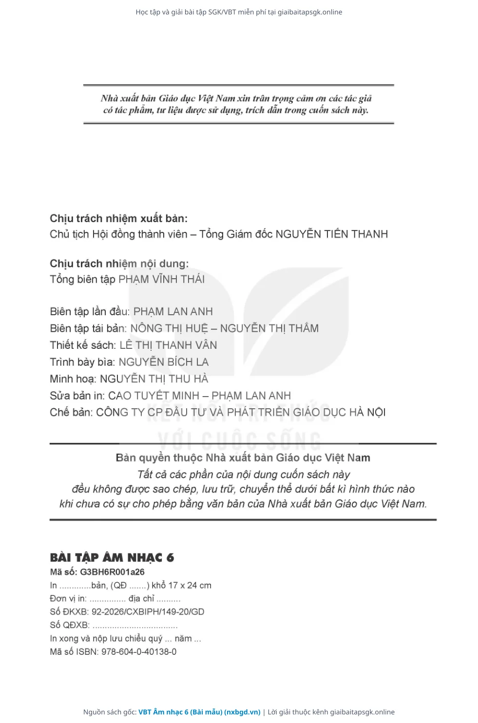 Trang 9 sách giáo khoa VBT Âm nhạc 6 (Bài mẫu) thu nhỏ