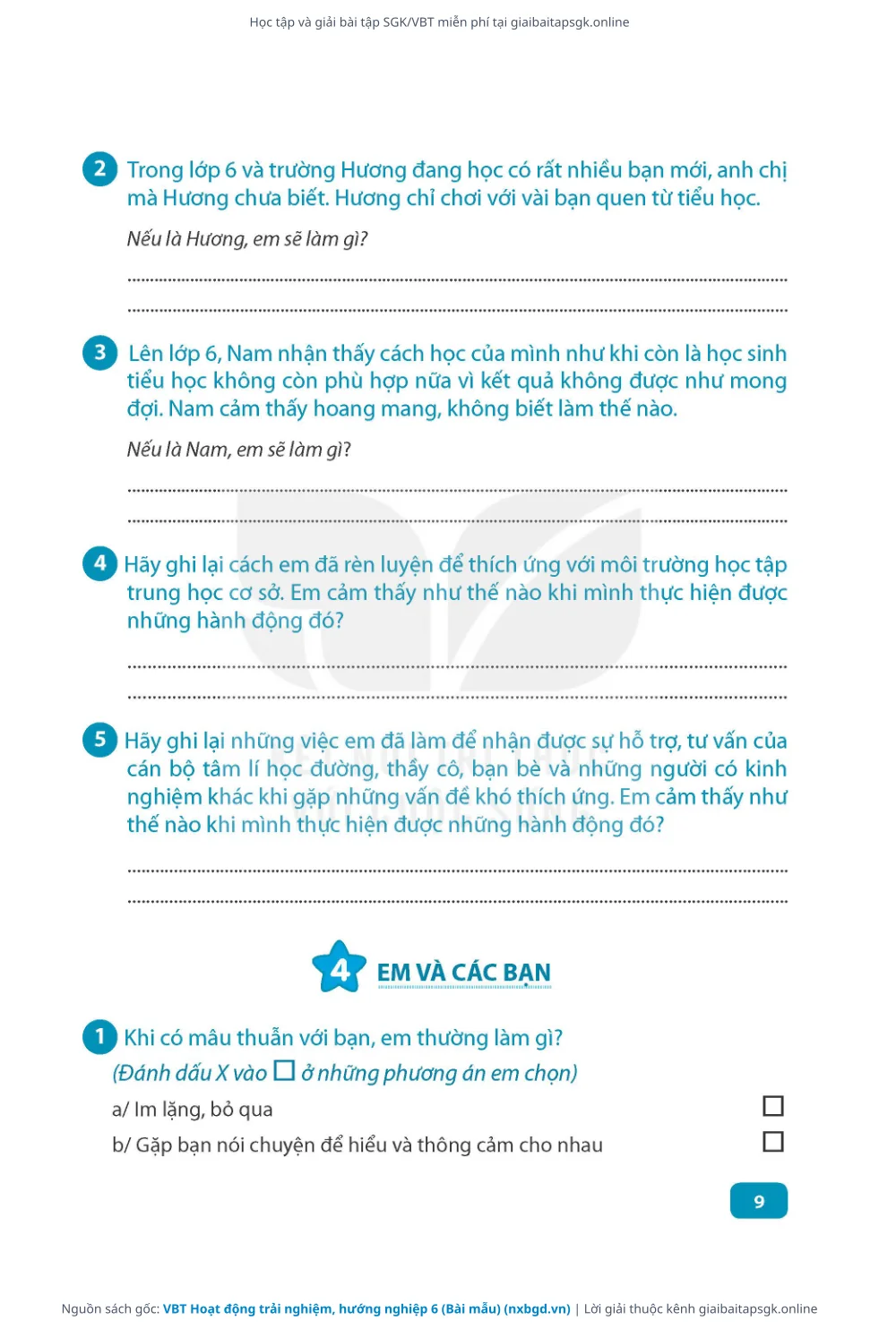 Trang 10 sách giáo khoa VBT Hoạt động trải nghiệm, hướng nghiệp 6 (Bài mẫu) thu nhỏ