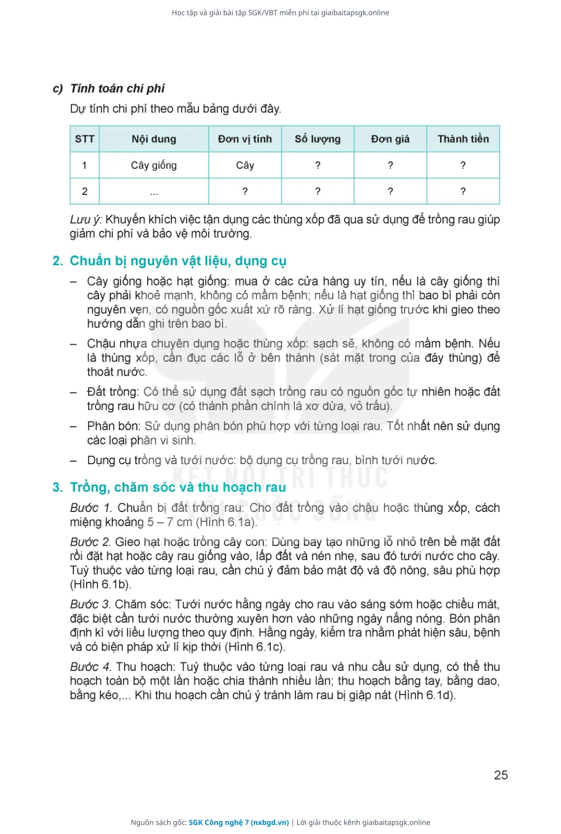 Trang 26 sách giáo khoa SGK Công nghệ 7 thu nhỏ