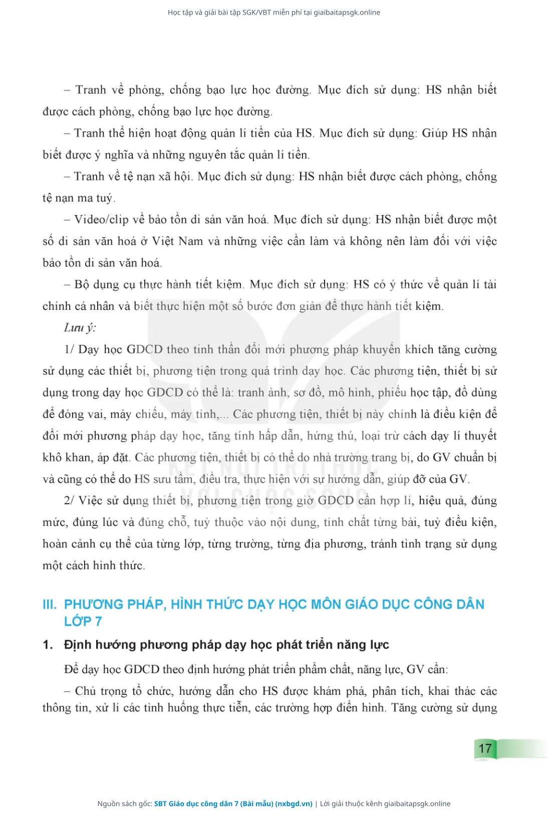 Trang 18 sách giáo khoa SBT Giáo dục công dân 7 (Bài mẫu) thu nhỏ