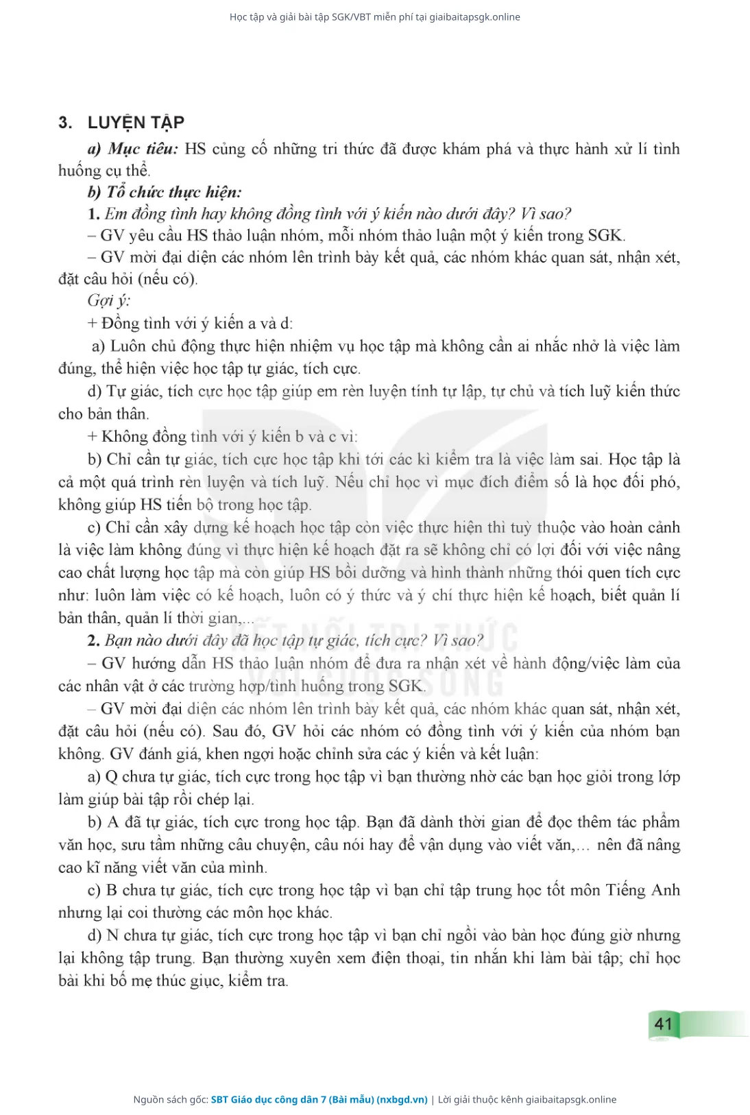 Trang 42 sách giáo khoa SBT Giáo dục công dân 7 (Bài mẫu) thu nhỏ