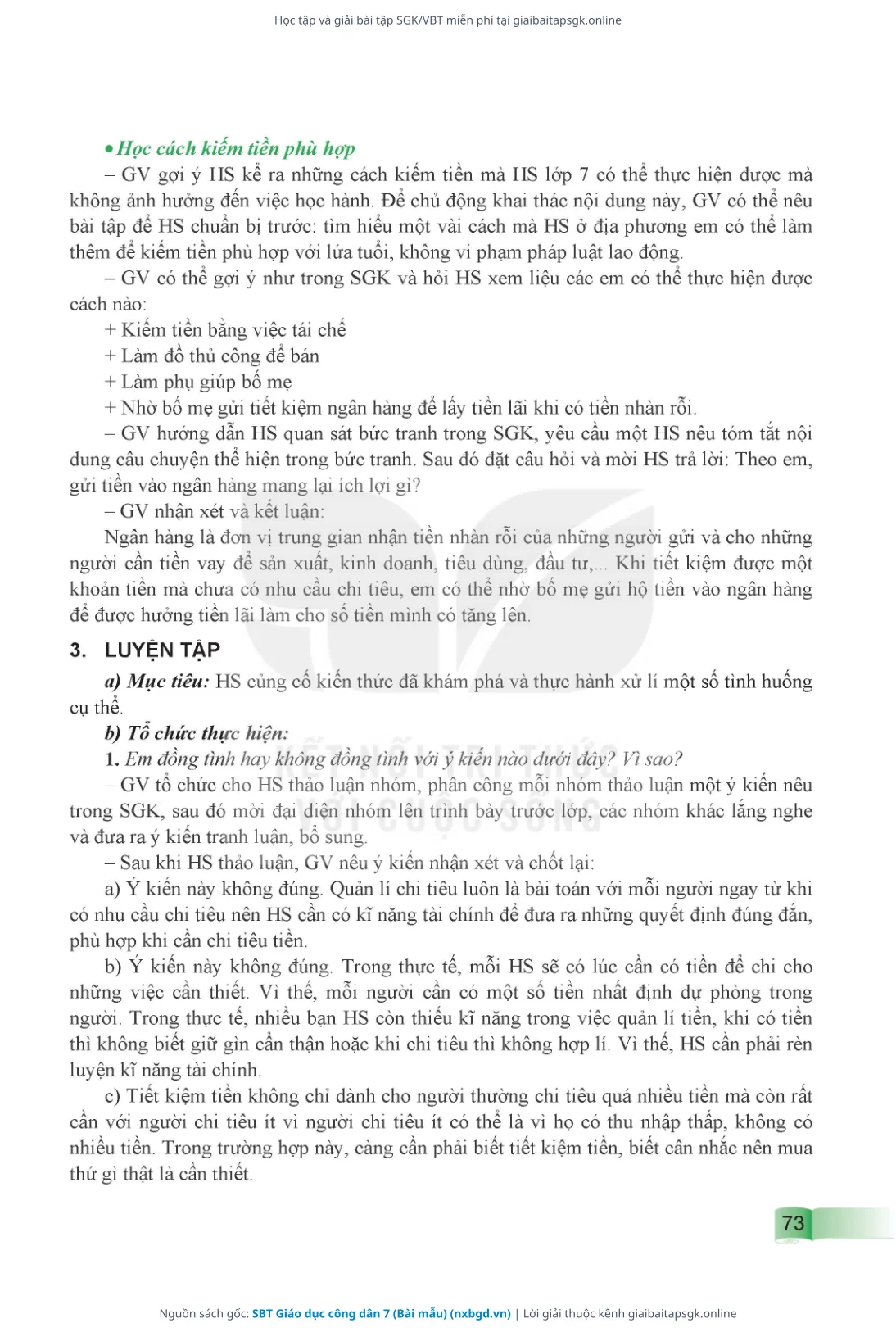Trang 74 sách giáo khoa SBT Giáo dục công dân 7 (Bài mẫu) thu nhỏ