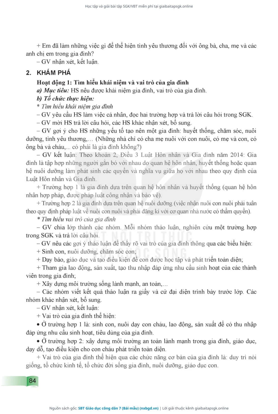 Trang 85 sách giáo khoa SBT Giáo dục công dân 7 (Bài mẫu) thu nhỏ
