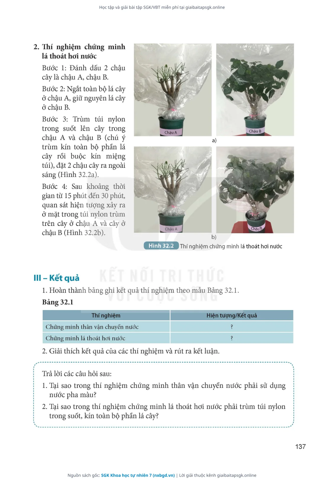 Trang 138 sách giáo khoa SGK Khoa học tự nhiên 7 thu nhỏ