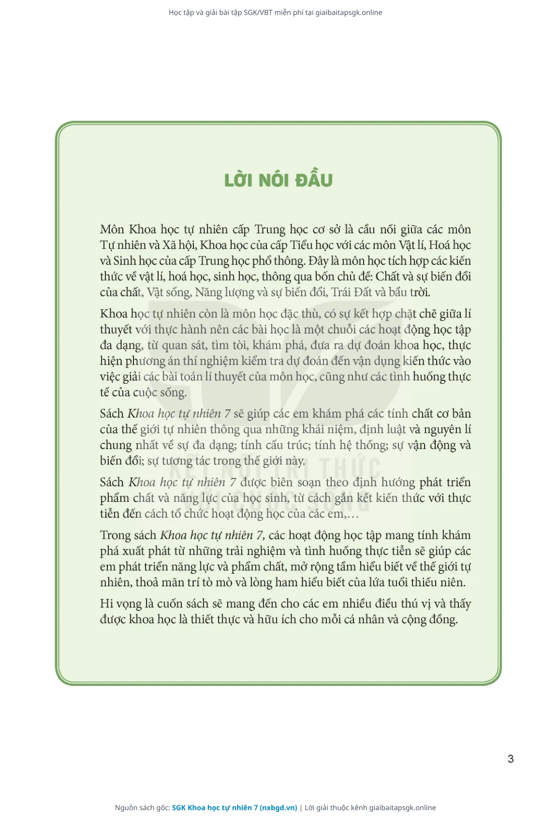 Trang 4 sách giáo khoa SGK Khoa học tự nhiên 7 thu nhỏ