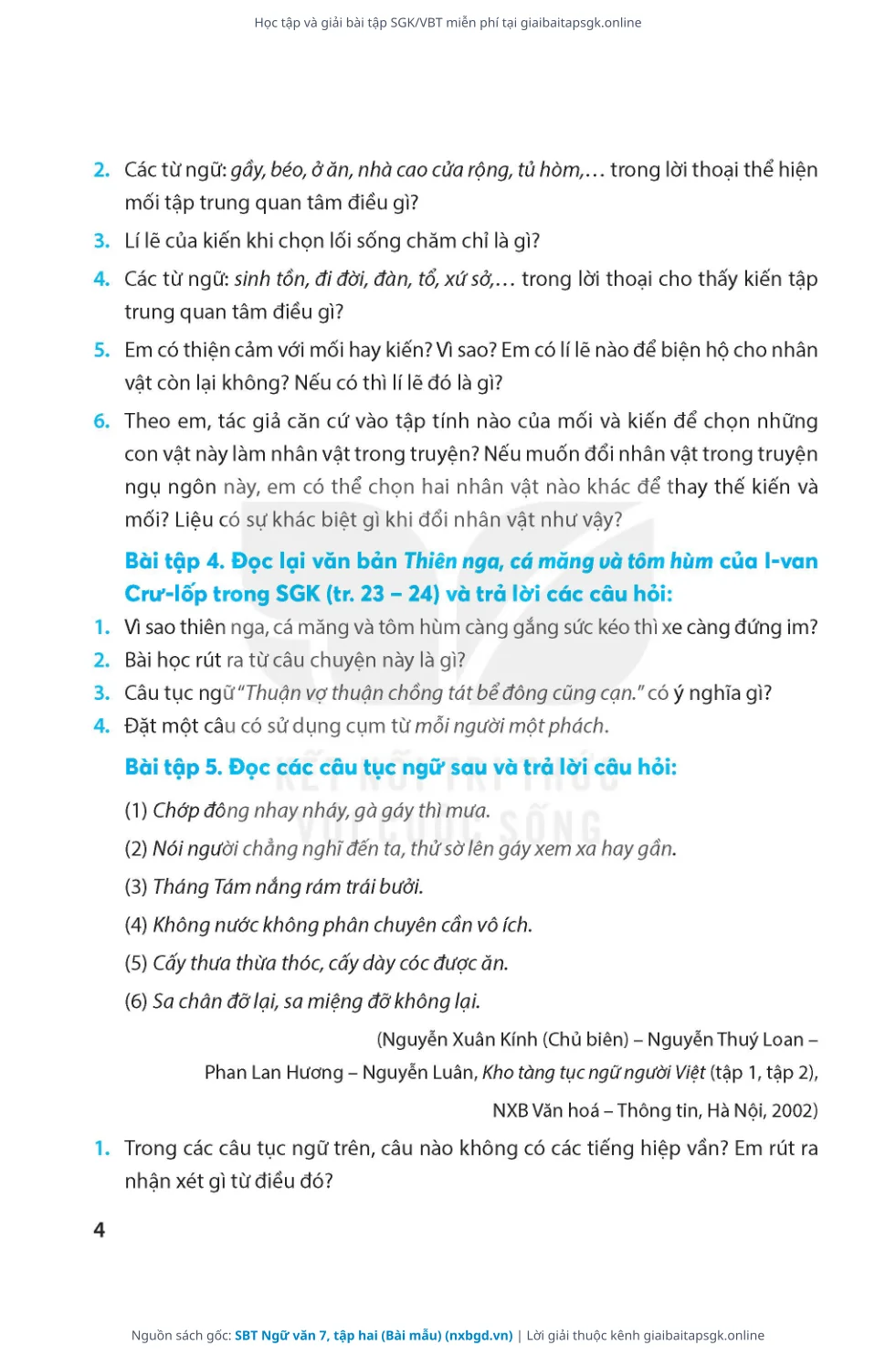 Trang 5 sách giáo khoa SBT Ngữ văn 7, tập hai (Bài mẫu) thu nhỏ