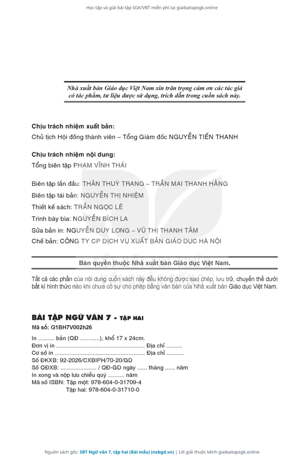 Trang 7 sách giáo khoa SBT Ngữ văn 7, tập hai (Bài mẫu) thu nhỏ