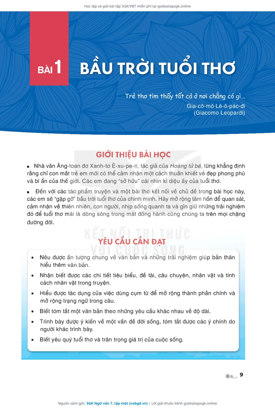 Trang 10 sách giáo khoa SGK Ngữ văn 7, tập một thu nhỏ