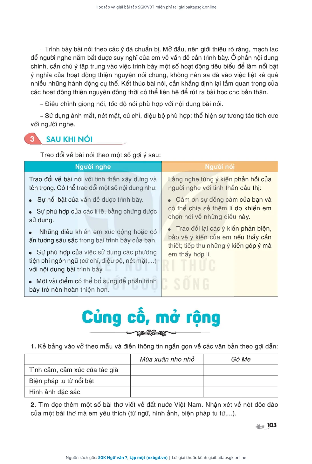 Trang 104 sách giáo khoa SGK Ngữ văn 7, tập một bản chuẩn