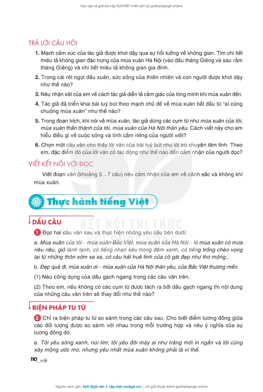 Trang 111 sách giáo khoa SGK Ngữ văn 7, tập một thu nhỏ