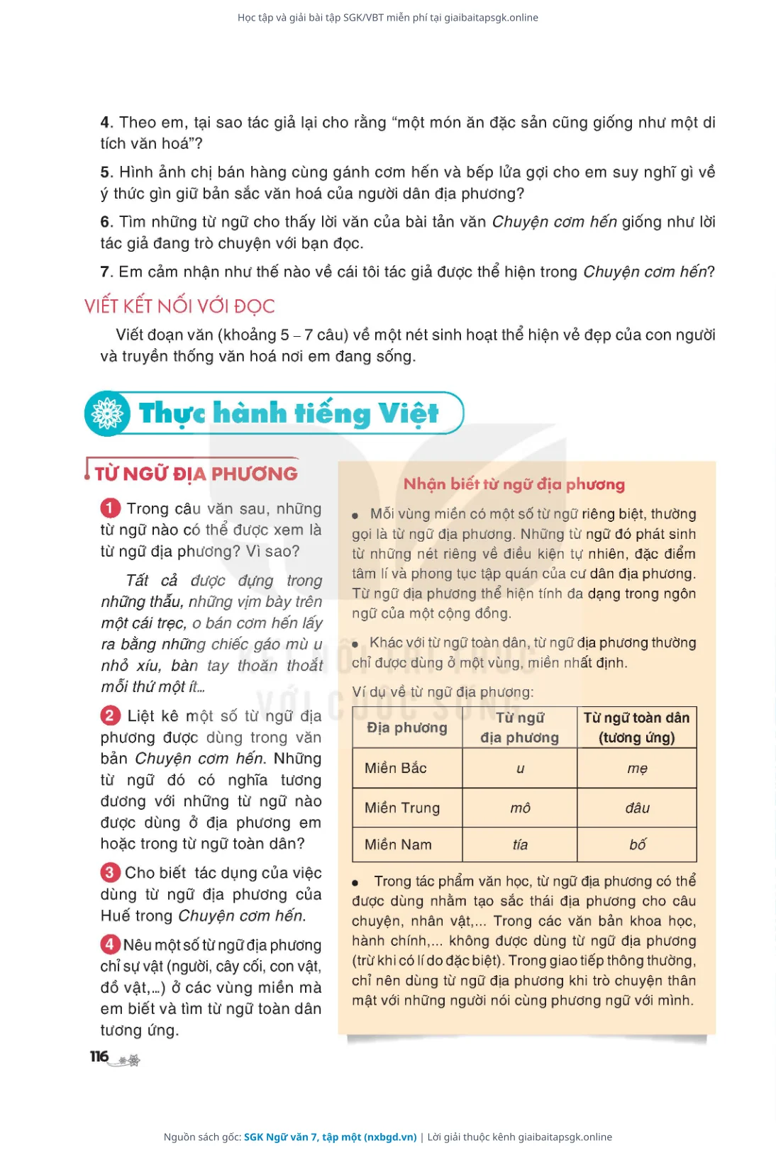 Trang 117 sách giáo khoa SGK Ngữ văn 7, tập một thu nhỏ