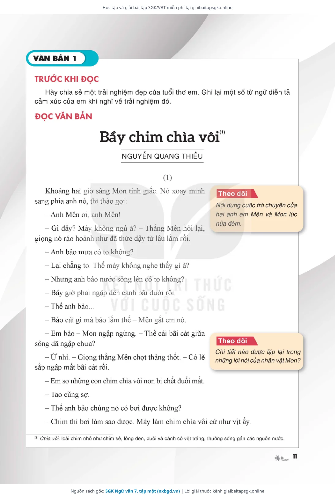 Trang 12 sách giáo khoa SGK Ngữ văn 7, tập một thu nhỏ