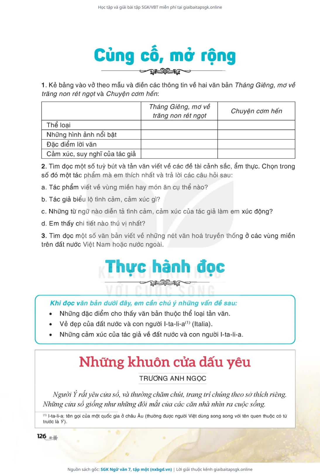 Trang 127 sách giáo khoa SGK Ngữ văn 7, tập một thu nhỏ