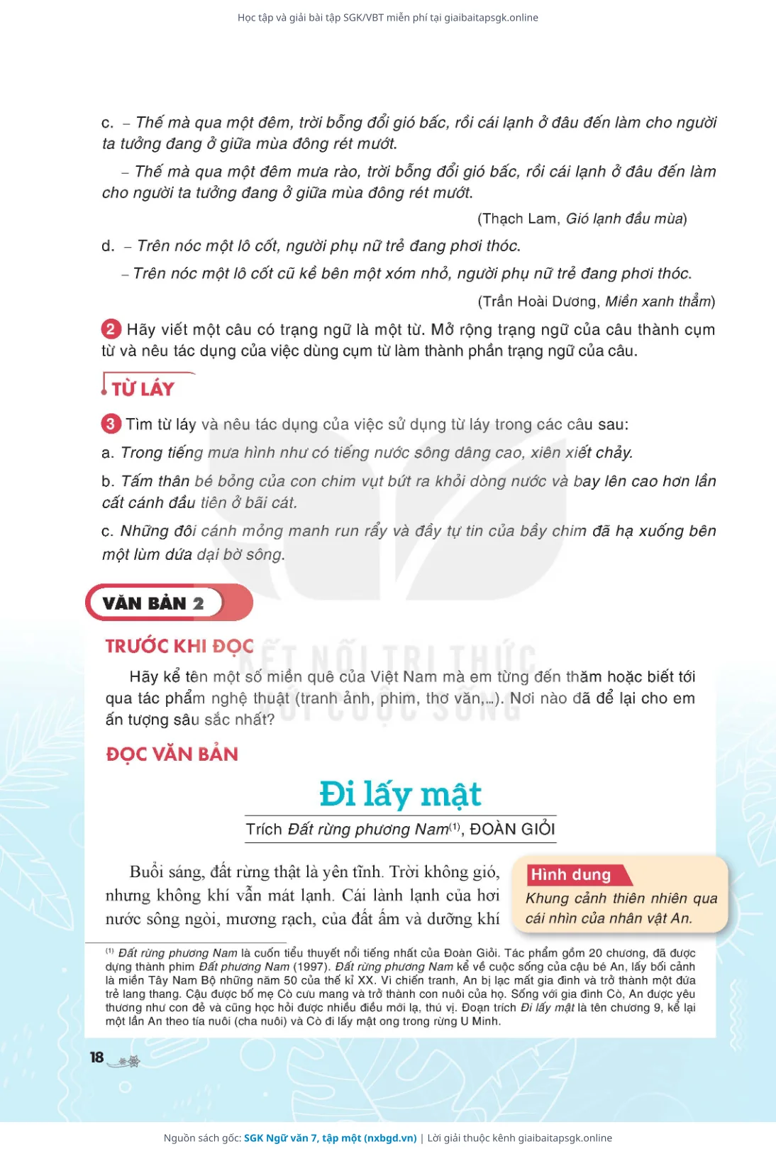 Trang 19 sách giáo khoa SGK Ngữ văn 7, tập một thu nhỏ