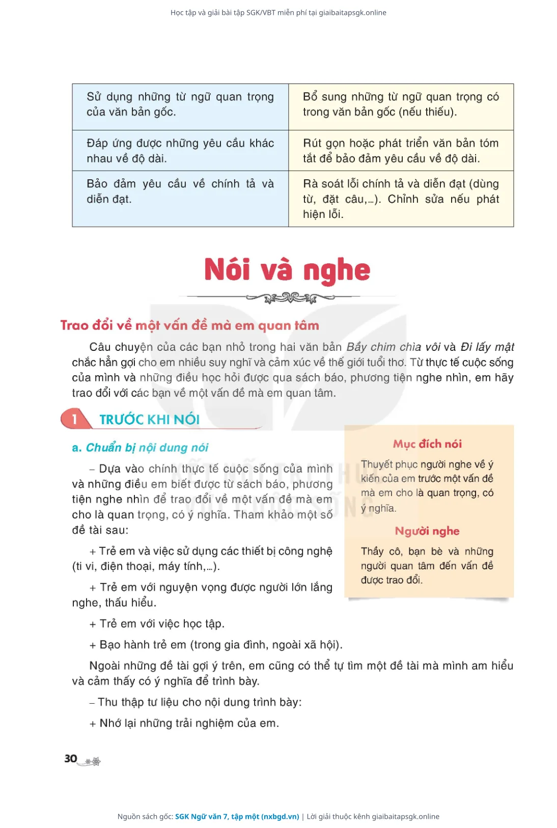 Trang 31 sách giáo khoa SGK Ngữ văn 7, tập một thu nhỏ
