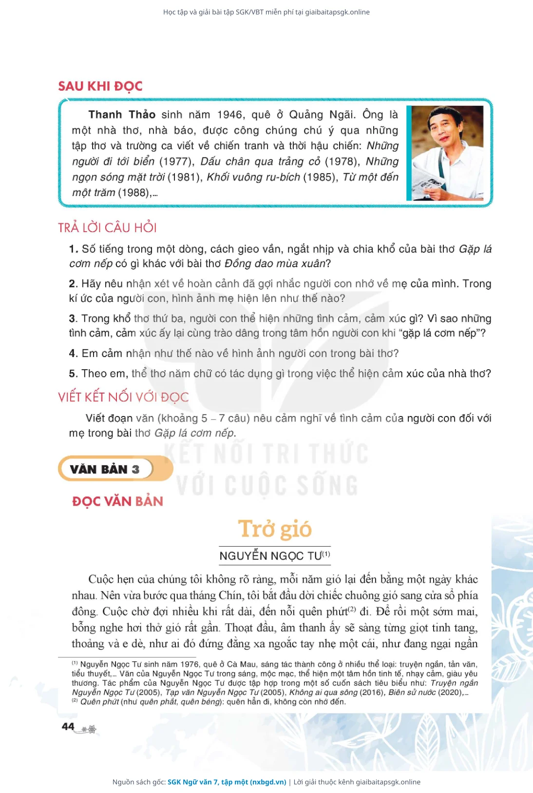Trang 45 sách giáo khoa SGK Ngữ văn 7, tập một thu nhỏ