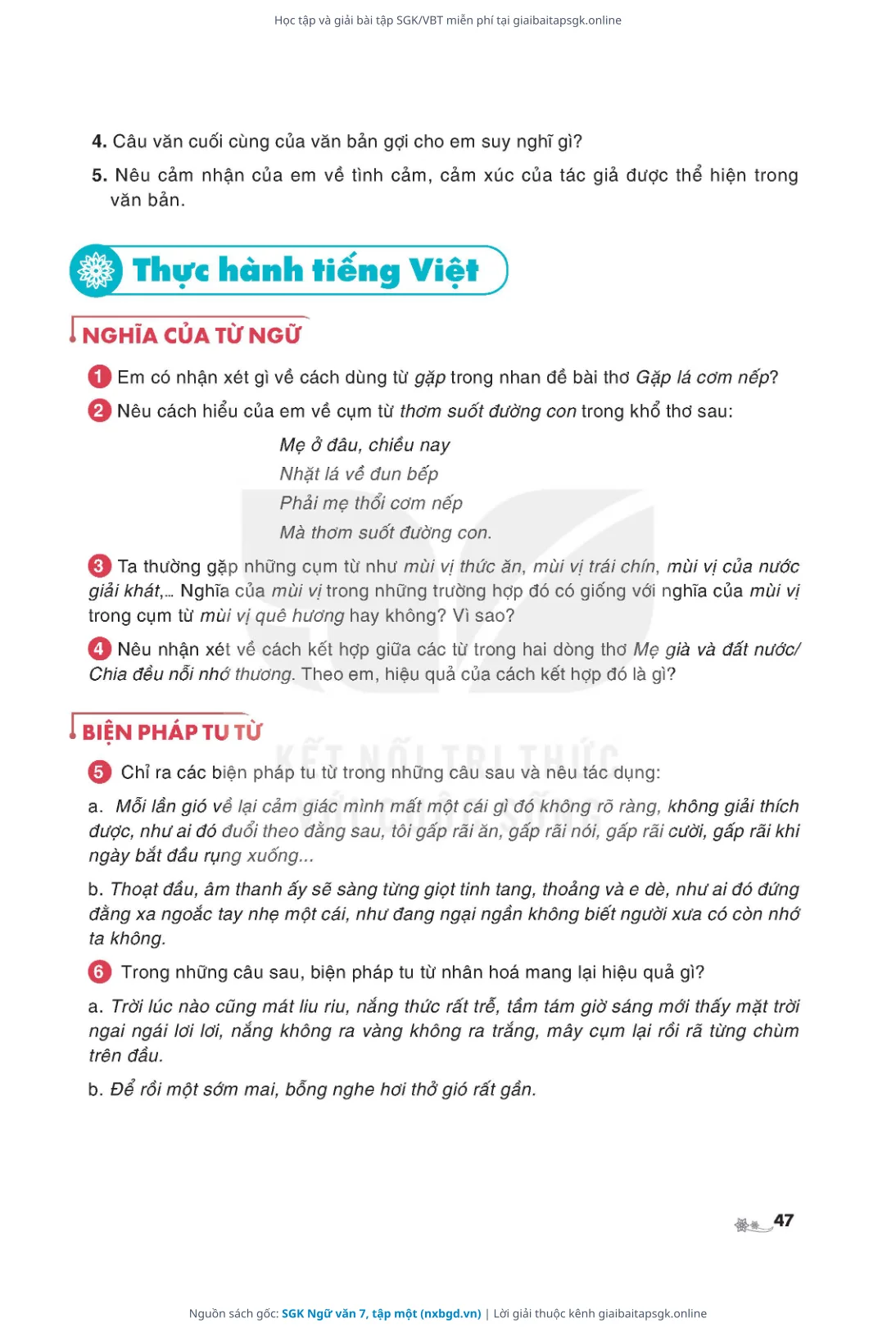 Trang 48 sách giáo khoa SGK Ngữ văn 7, tập một thu nhỏ