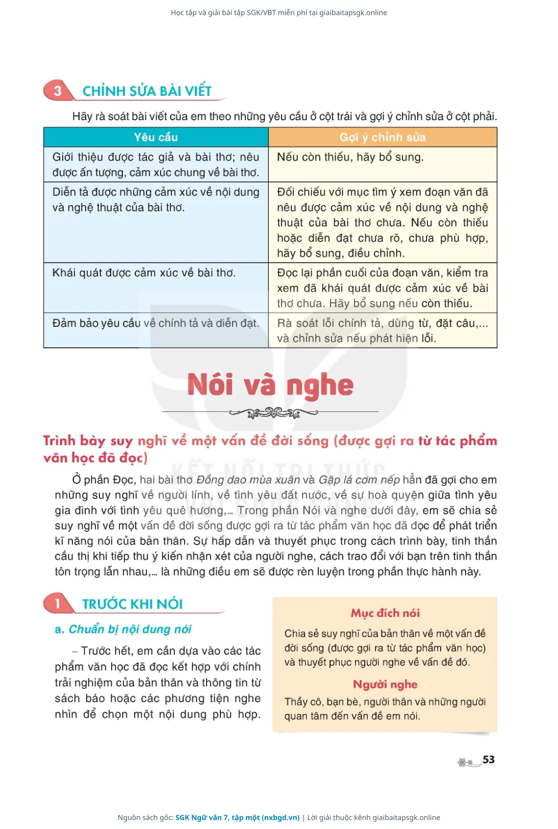 Trang 54 sách giáo khoa SGK Ngữ văn 7, tập một thu nhỏ