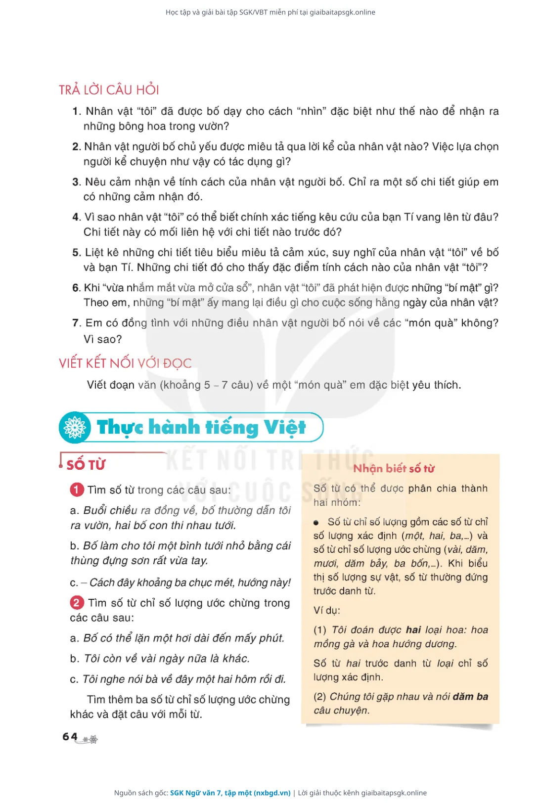 Trang 65 sách giáo khoa SGK Ngữ văn 7, tập một thu nhỏ