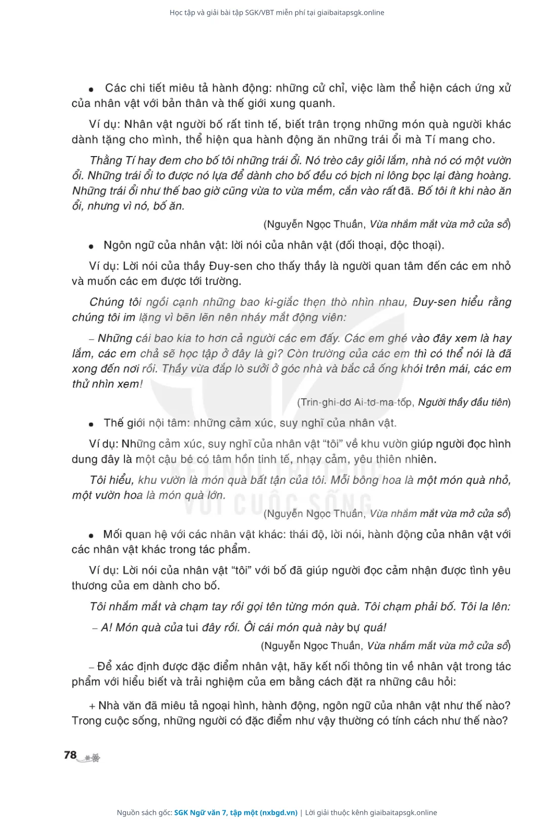 Trang 79 sách giáo khoa SGK Ngữ văn 7, tập một thu nhỏ