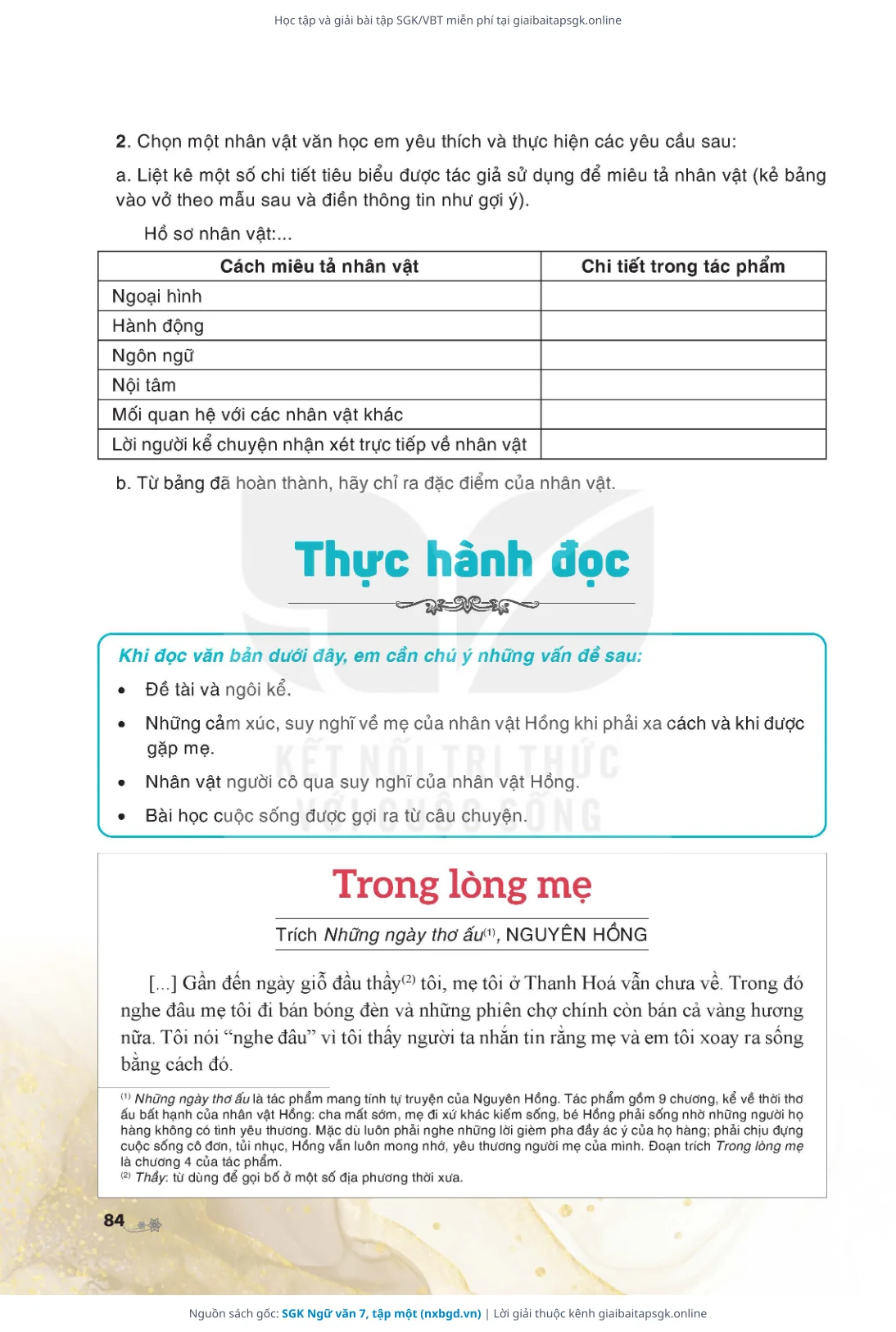 Trang 85 sách giáo khoa SGK Ngữ văn 7, tập một thu nhỏ