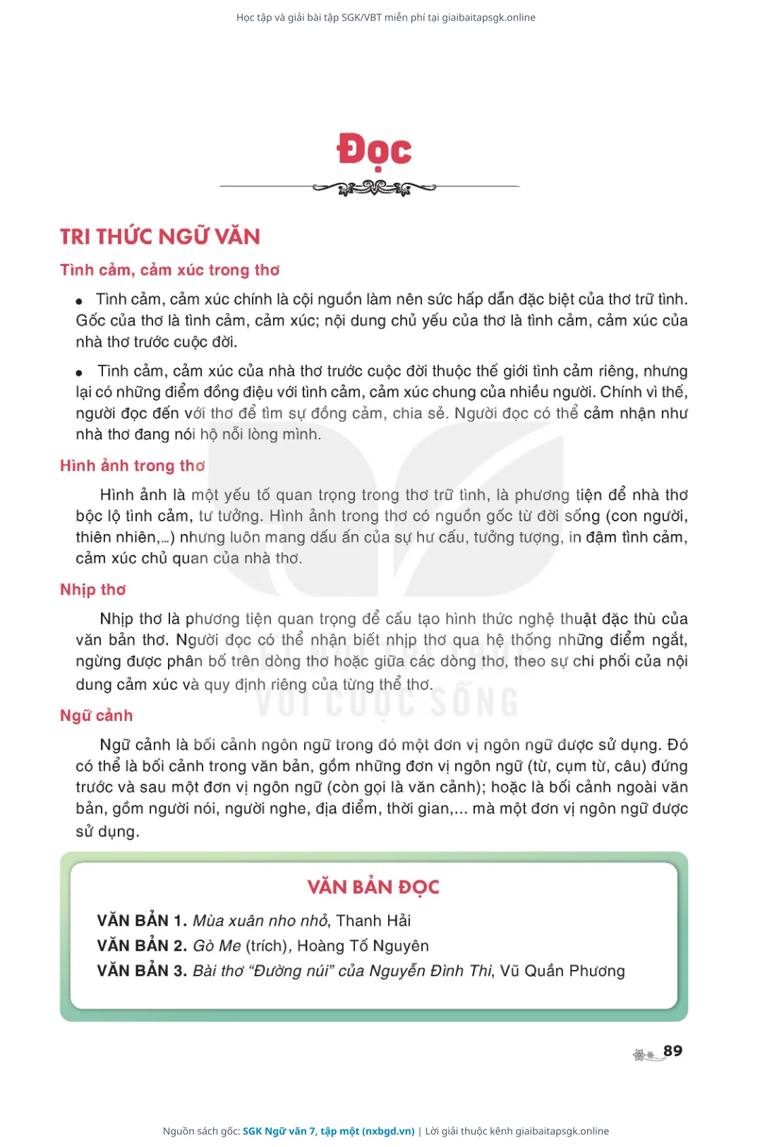 Trang 90 sách giáo khoa SGK Ngữ văn 7, tập một thu nhỏ