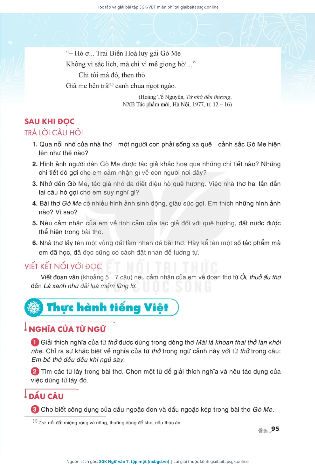 Trang 96 sách giáo khoa SGK Ngữ văn 7, tập một thu nhỏ