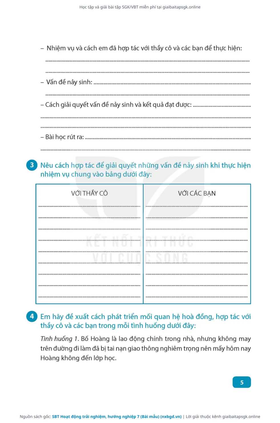 Trang 6 sách giáo khoa SBT Hoạt động trải nghiệm, hướng nghiệp 7 (Bài mẫu) thu nhỏ