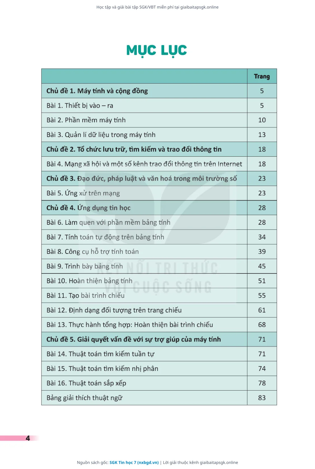 Trang 5 sách giáo khoa SGK Tin học 7 thu nhỏ