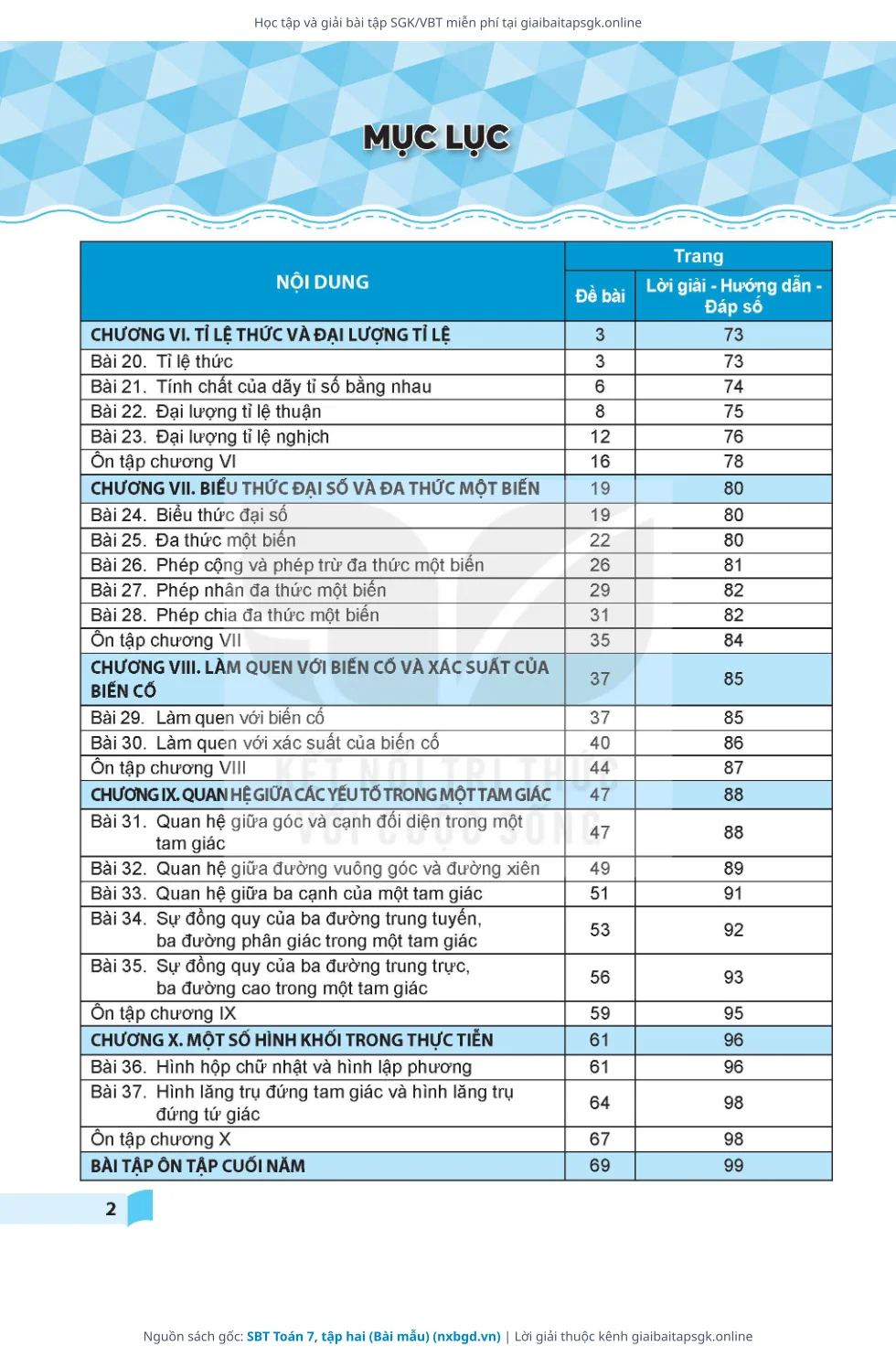 Trang 3 sách giáo khoa SBT Toán 7, tập hai (Bài mẫu) thu nhỏ
