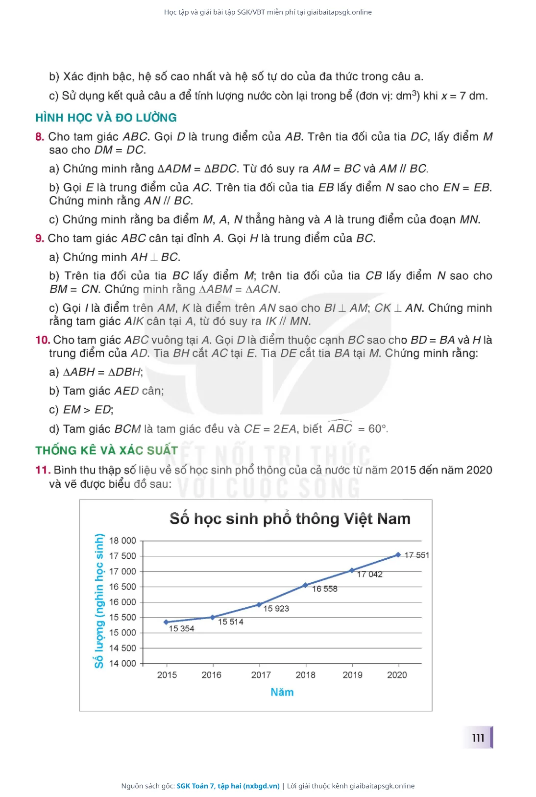 Trang 112 sách giáo khoa SGK Toán 7, tập hai thu nhỏ