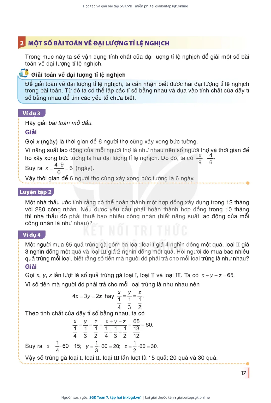 Trang 18 sách giáo khoa SGK Toán 7, tập hai thu nhỏ